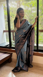 Radiant Moonlit Grace - Kanjivaram Pre-draped Saree with a graceful drape and opulent look - Drape In A Minute Sarees