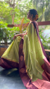 Vibrant Harit Aruna Pre-draped Kanjivaram Saree for a luxurious and elegant appearance - Drape In A Minute Sarees