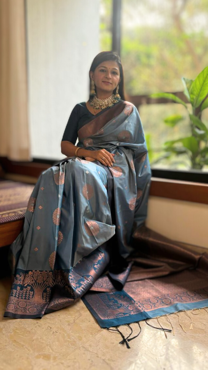  Moonlit Grace - Kanjivaram Pre-draped Saree designed for weddings and festive events - Drape In A Minute Sarees