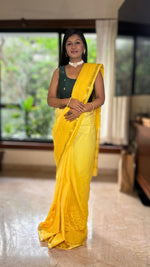 Marigold Glow pre-draped Saree