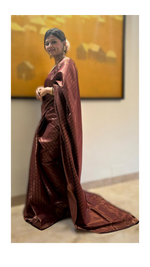 Regal Maroon Aura Kanjivaram Saree with intricate gold detailing for a stunning look - Drape In A Minute Sarees