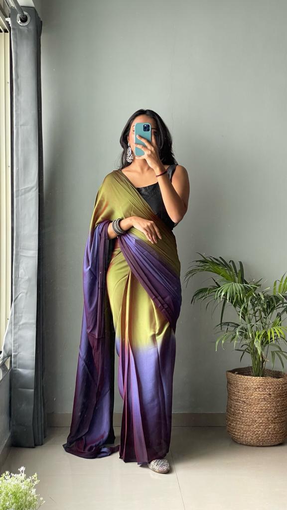 Olive Twilight Pre-draped Saree, designed for modern elegance and comfort - Drape In A Minute Sarees