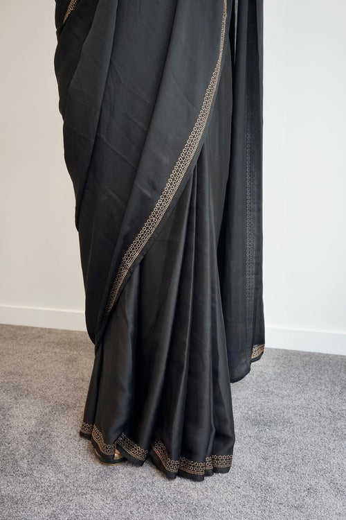 Charming Midnight Allure - Pre-draped Saree crafted to enhance your evening wardrobe - Drape In A Minute Sarees