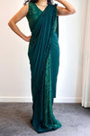 Elegant Emerald Enchantment - Pre-draped Saree for a sophisticated and timeless look - Drape In A Minute Sarees