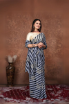 Elegant B&W Lehriya Pre-draped Saree perfect for festive and formal occasions - Drape In A Minute Sarees.