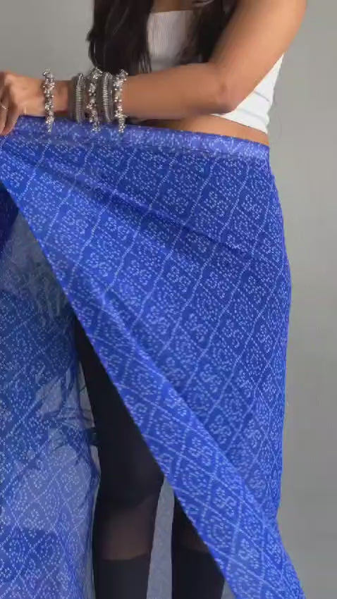 Stylish Indigo Bandhini Pre-draped Saree perfect for festive and casual occasions - Drape In A Minute Sarees