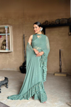 Luxurious Artichoke Ruffle Pre-draped Saree crafted for modern elegance - Drape In A Minute Sarees.